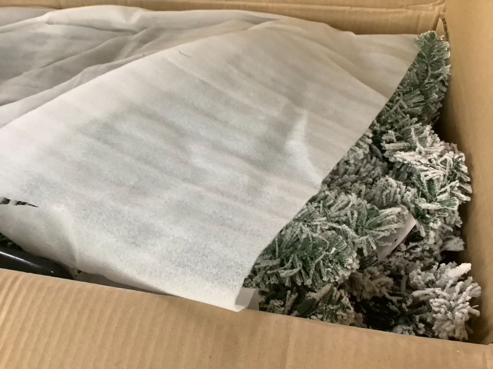 12' Pre-Lit Snow Flocked Artificial Pencil Christmas Tree - Image 3 - Lot 270