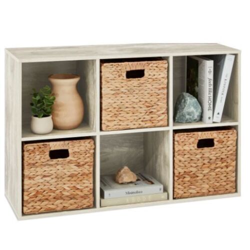 6-Cube Bookshelf, 11in Storage Display w/ Removable Panels, Customizable - Lot 272