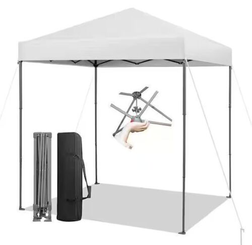Gymax 6.6 ft. x 6.6 ft. White Pop-up Canopy Tent UPF 50 Plus Portable Sun Shelter - Lot 337JF