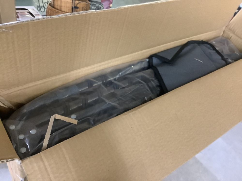 VEIKOUS Metal Outdoor Folding Chaise Lounge Chair with Pillow and Pocket in Dark Gray - Image 3 - Lot 339JF