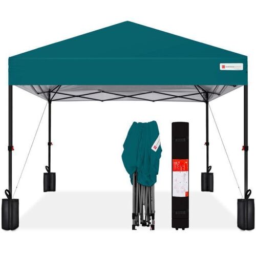 One-Person Setup Instant Pop Up Canopy w/ Case, 4 Weight Bags - 10x10ft - Lot 369
