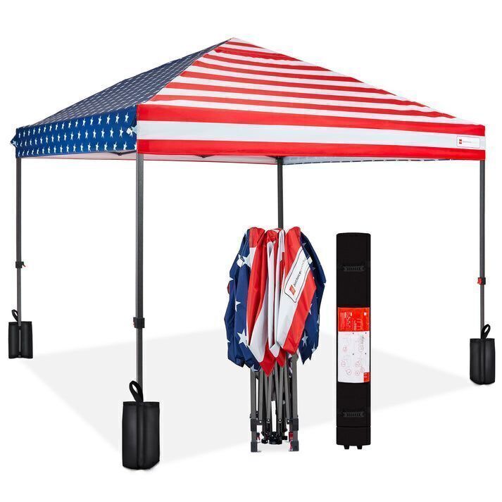 One-Person Setup Instant Pop Up Canopy w/ Case, 4 Weight Bags - 8x8ft - Image 1 - Lot 462