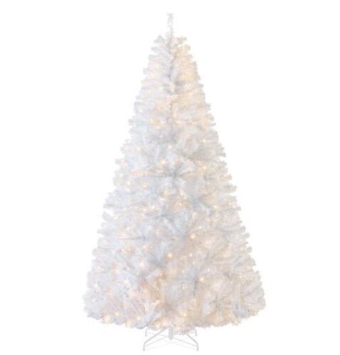 6' Pre-Lit Hinged Artificial White Pine Christmas Tree w/ Lights, Metal Stand - Lot 466