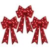 Set of 3 Pre-Lit Christmas Bow Decoration, LED Holiday Decor w/ 8 Functions - Thumbnail 1
