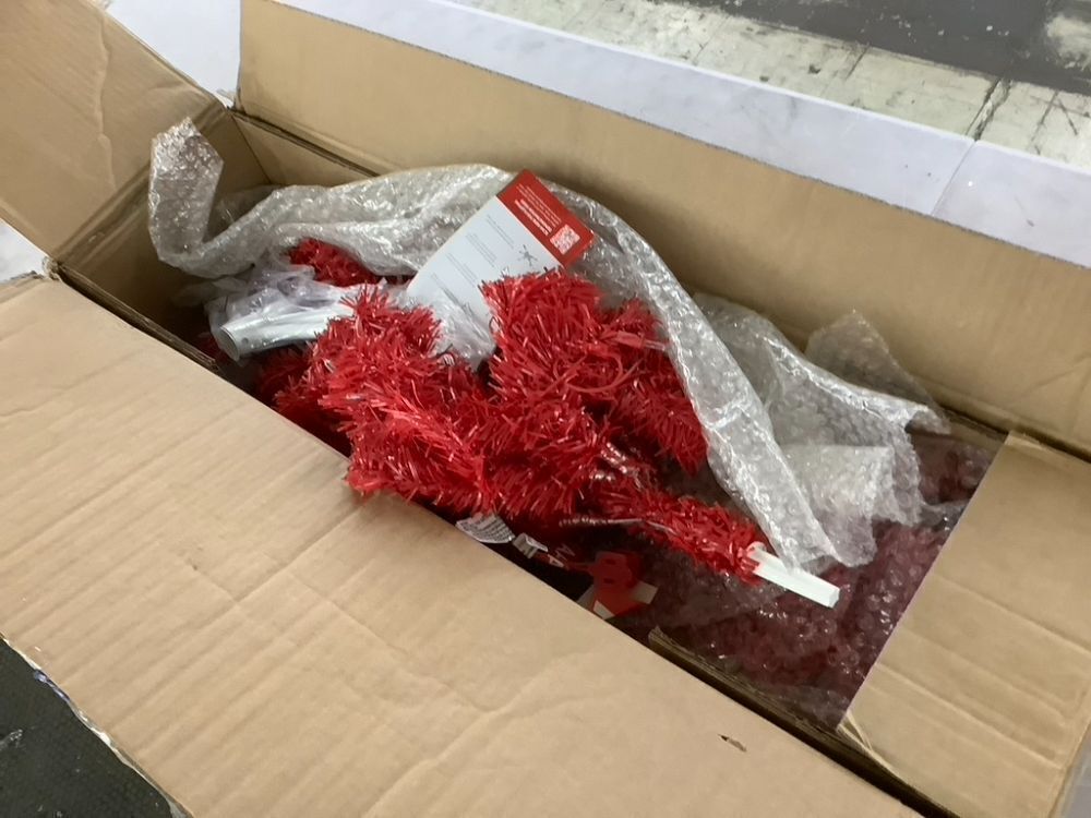 4.5' Pre-Lit Artificial Red Christmas Tree w/ Incandescent Lights - Image 2 - Lot 577