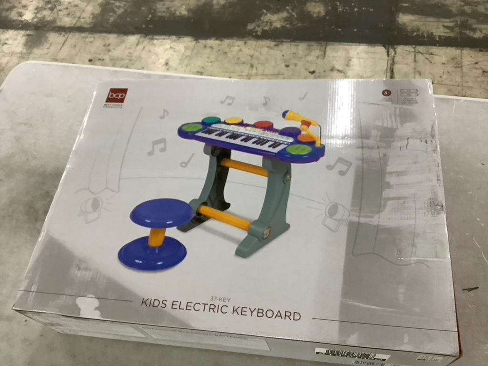 37-Key Kids Electric Keyboard w/ Microphone, Stool - Image 2 - Lot 662