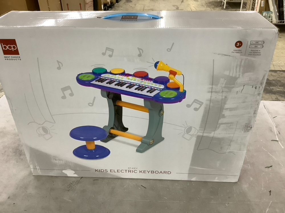 37-Key Kids Electric Keyboard w/ Microphone, Stool - Image 3 - Lot 662
