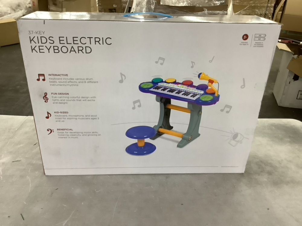 37-Key Kids Electric Keyboard w/ Microphone, Stool - Image 4 - Lot 662