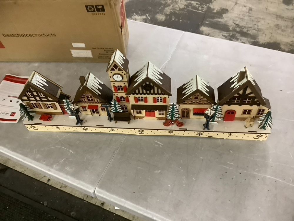 Pre-Lit Wooden Christmas Village, Winter Mantel Decor w/ 20 LED Lights - Image 2 - Lot 667