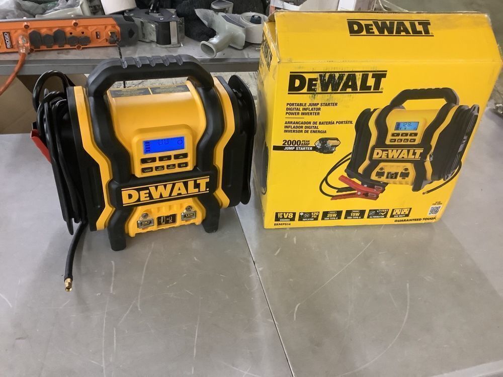 DEWALT Portable Power 2000 Peak Amp Jump Starter w/Digital Compressor - No Charging Cord - Image 1 - Lot 738JF