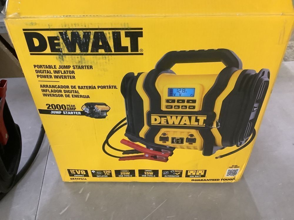 DEWALT Portable Power 2000 Peak Amp Jump Starter w/Digital Compressor - No Charging Cord - Image 5 - Lot 738JF