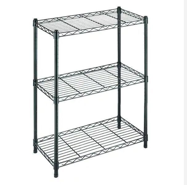 HDX 3-Tier Steel Wire Shelving Unit in Black (24 in. W x 30 in. H x 14 in. D) - Image 1 - Lot 741JF