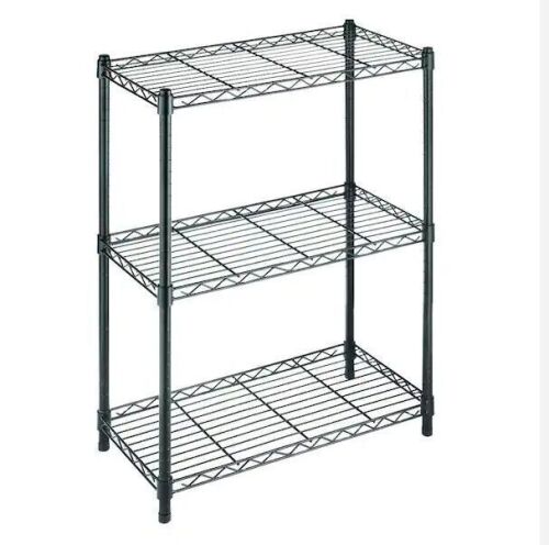 HDX 3-Tier Steel Wire Shelving Unit in Black (24 in. W x 30 in. H x 14 in. D) - Lot 741JF