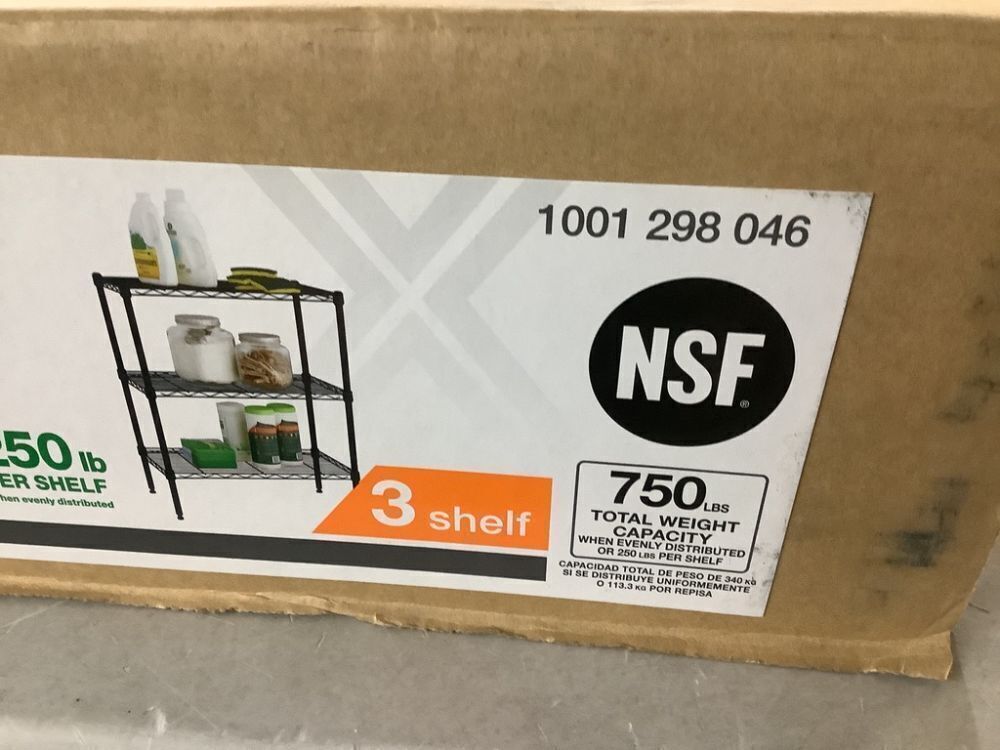 HDX 3-Tier Steel Wire Shelving Unit in Black (24 in. W x 30 in. H x 14 in. D) - Image 3 - Lot 741JF