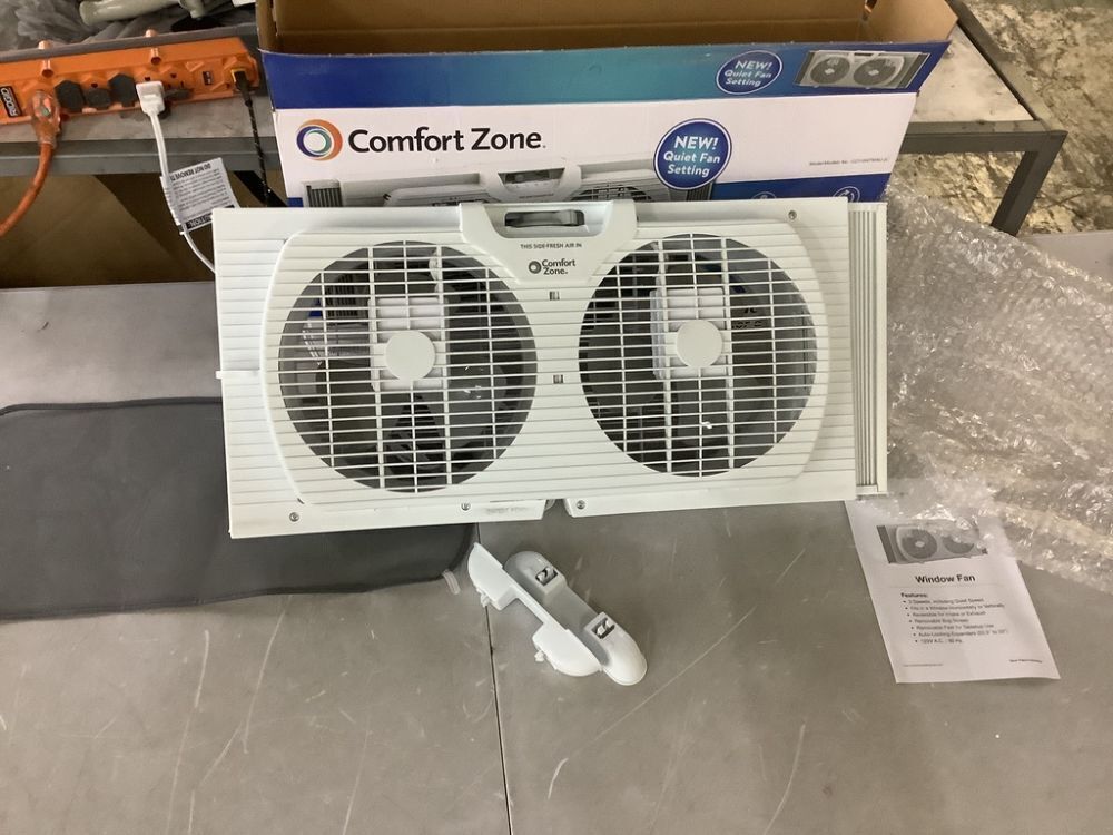 Comfort Zone 9 in. Electric Twin Window Fan with 3 Fan Speeds, Quiet Setting - Image 1 - Lot 749JF