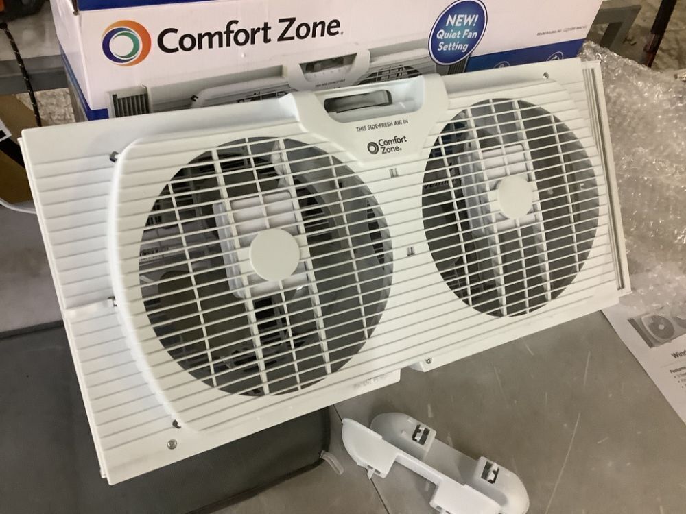Comfort Zone 9 in. Electric Twin Window Fan with 3 Fan Speeds, Quiet Setting - Image 2 - Lot 749JF