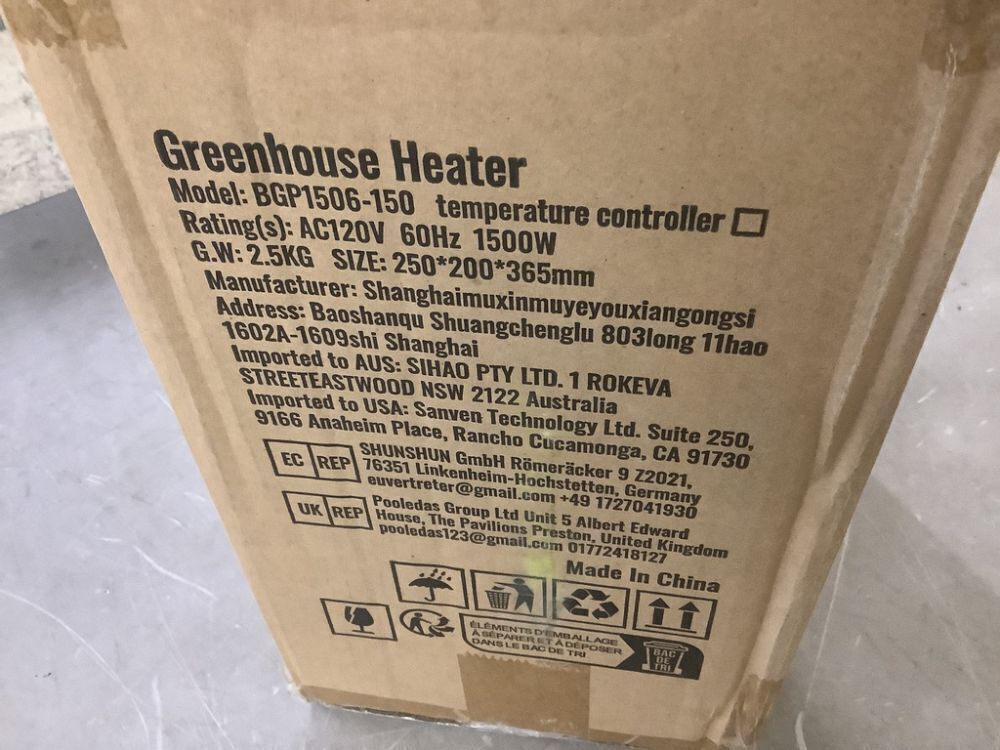 VEVOR Forced Air Electric Greenhouse Heater with Thermostat 1500-Watt PTC Fast Heating Overheat Protection 3-Speed Furnace - Image 5 - Lot 750JF