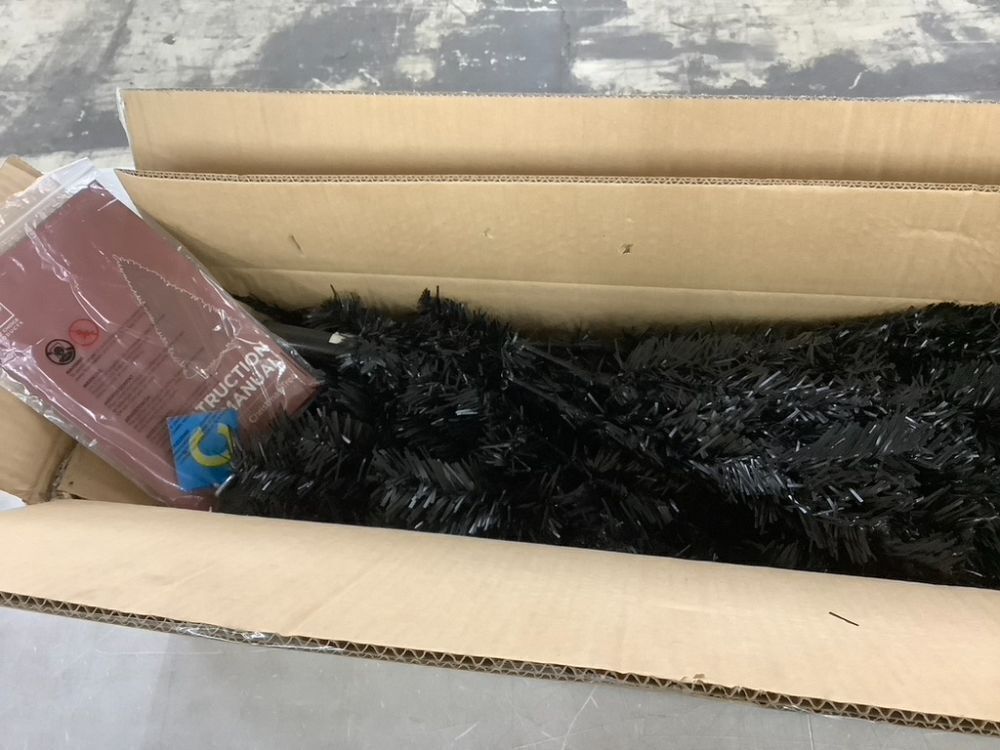 7.5' Black Artificial Pencil Holiday Christmas Tree - Image 3 - Lot 764