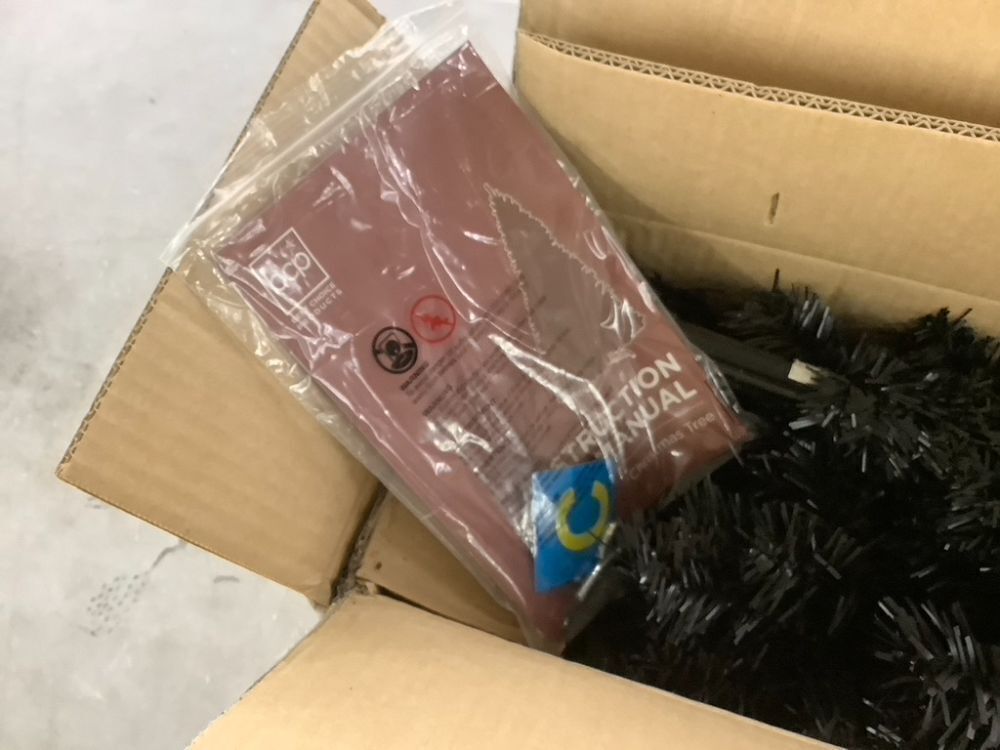 7.5' Black Artificial Pencil Holiday Christmas Tree - Image 4 - Lot 764