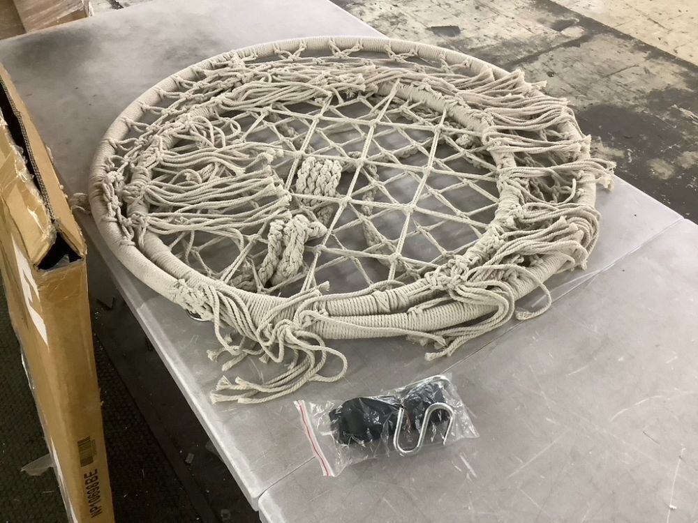 Cotton Macrame Hammock Hanging Chair Swing, Handwoven w/ Backrest - Image 1 - Lot 768