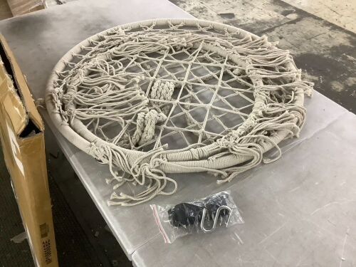 Cotton Macrame Hammock Hanging Chair Swing, Handwoven w/ Backrest - Lot 768