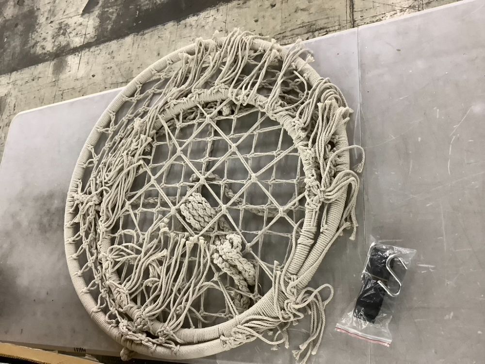 Cotton Macrame Hammock Hanging Chair Swing, Handwoven w/ Backrest - Image 2 - Lot 768