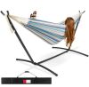 2-Person Brazilian-Style Double Hammock w/ Carrying Bag and Steel Stand - Thumbnail 1