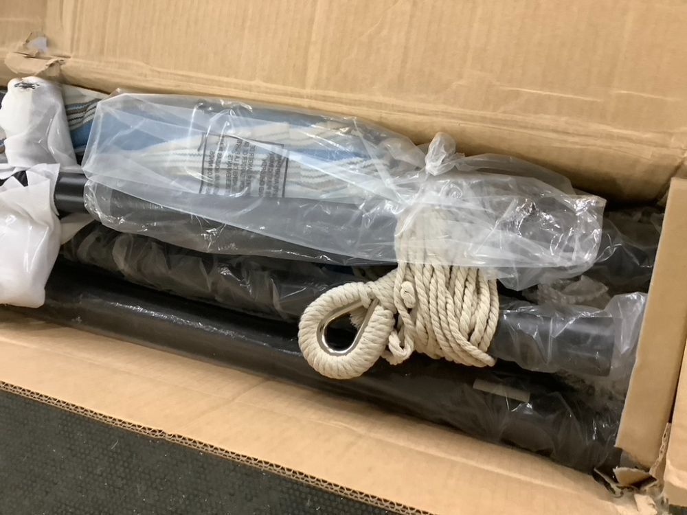 2-Person Brazilian-Style Double Hammock w/ Carrying Bag and Steel Stand - Image 3 - Lot 780