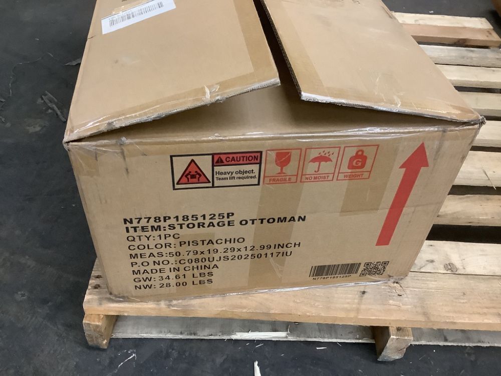 Harper & Bright Designs Pale Green 50 in. Upholstered Storage Bench Ottoman - Image 6 - Lot 86JF