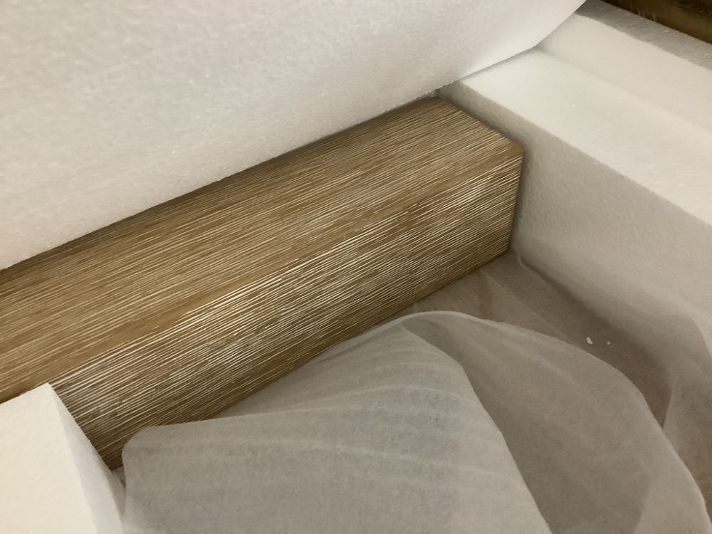 Alaterre Furniture Woodstock 40 in. Rectangle Console Table with Brushed Driftwood Legs and Metal Inset - Image 5 - Lot 87JF