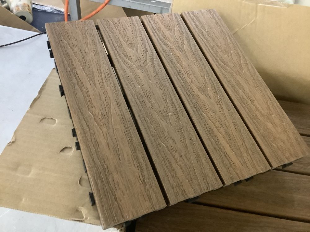 NewTechWood UltraShield Naturale 1 ft. x 1 ft. Quick Deck Outdoor Composite Deck Tile in Peruvian Teak (10 sq. ft. Per Box) - Image 2 - Lot 340JF