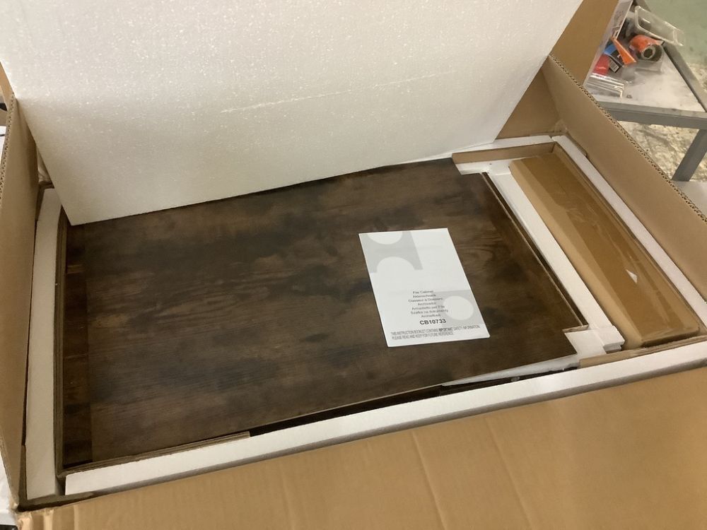 Gymax 3-Drawer Rustic Brown Wood 32 in. W Vertical File Cabinet w/Open Adjustable Storage Shelf - Image 3 - Lot 344JF