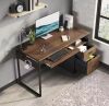 Bestier 48 in. Rectangular Cherry 2-Drawers Computer Writing Desk with Open Storage and Keyboard Tray - Thumbnail 1