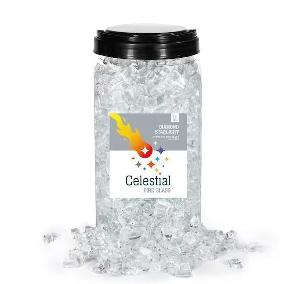 Celestial Fire Glass 1/2 in. 10 lbs. Diamond Starlight Clear Tempered Fire Glass in Jar - Image 1 - Lot 736JF