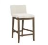 Nathan James Gracie 24 in. Modern Counter Height Wood Bar Stool w/ Back, Textured Linen Upholstery, Cream Boucle/Dark Brown - Thumbnail 1