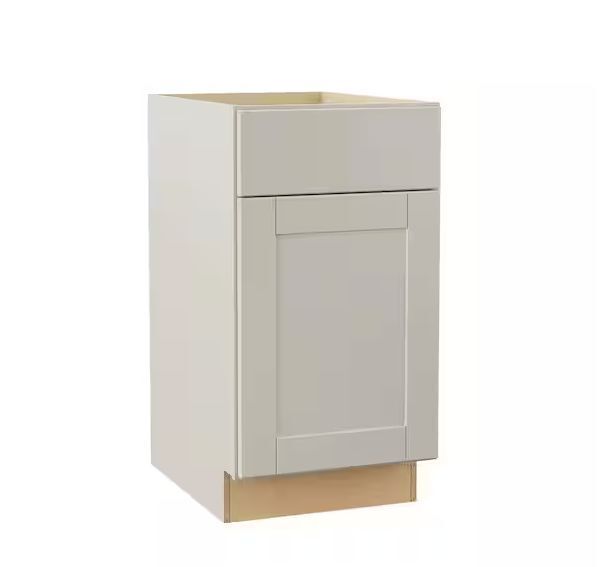 Hampton Bay Shaker 18 in. W x 24 in. D x 34.5 in. H Assembled Base Cabinet in Dove Gray - Image 1 - Lot 437JF