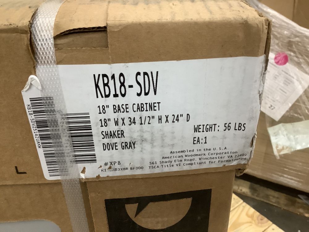 Hampton Bay Shaker 18 in. W x 24 in. D x 34.5 in. H Assembled Base Cabinet in Dove Gray - Image 4 - Lot 437JF