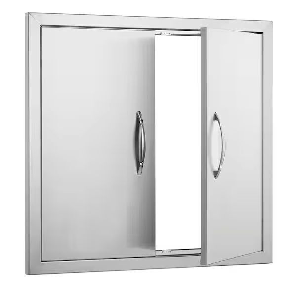 Double Outdoor Access Door 26 in. W x 24 in. Stainless Steel Flush Mount Door with Handles - Image 1 - Lot 441JF
