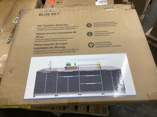 BLUE SKY OUTDOOR LIVING 30 in. x 36 in. x 1 in. Stainless Steel Extended Countertop - Lot 442JF