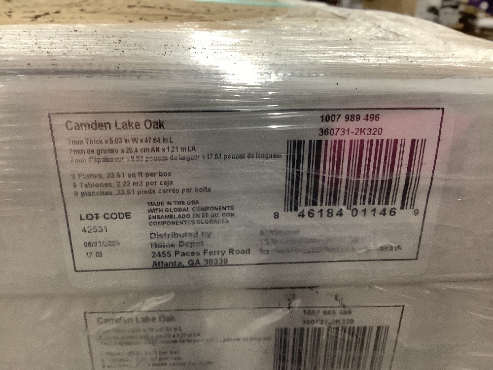 717 sq. ft. - (30) Cases of TrafficMaster Camden Lake Oak 7 mm T x 8 in. W Laminate Wood Flooring (23.9 sqft/case) - Image 3 - Lot 12JF
