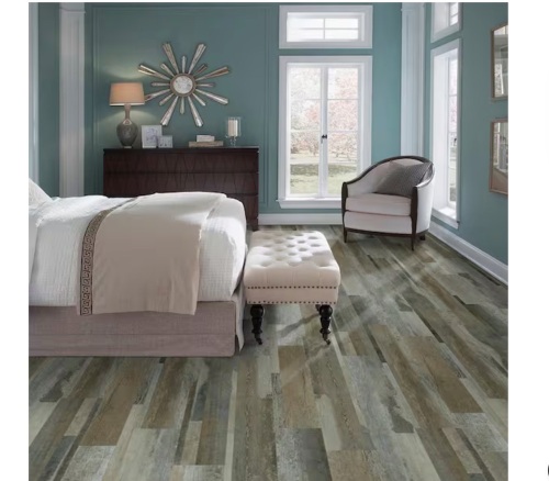 1,080 sq. ft. - (30) Cases of TrafficMaster Grey Distressed Wood 4 MIL x Multi-Width x 36 in. L Peel and Stick Vinyl Plank Flooring (36 sqft/case) - Lot 7JF