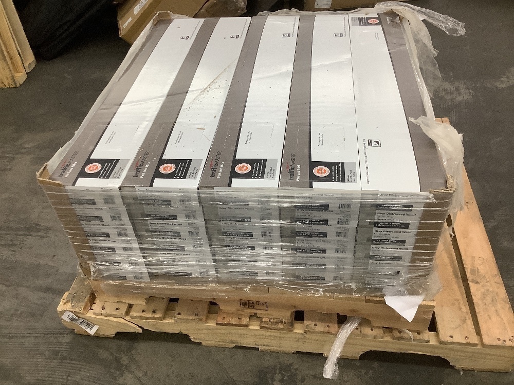 1,080 sq. ft. - (30) Cases of TrafficMaster Grey Distressed Wood 4 MIL x Multi-Width x 36 in. L Peel and Stick Vinyl Plank Flooring (36 sqft/case) - Image 2 - Lot 7JF