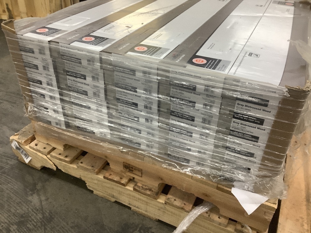1,080 sq. ft. - (30) Cases of TrafficMaster Grey Distressed Wood 4 MIL x Multi-Width x 36 in. L Peel and Stick Vinyl Plank Flooring (36 sqft/case) - Image 4 - Lot 7JF