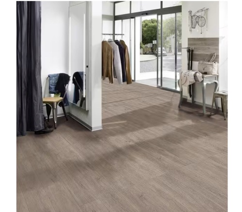 1,764 sq. ft. - (49) Cases of TrafficMaster Taupe Oak 4 MIL x 6 in. W x 36 in. L Peel and Stick Water Resistant Luxury Vinyl Plank Flooring (36 sqft/case) - Lot 8JF