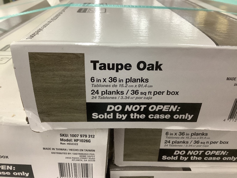 1,764 sq. ft. - (49) Cases of TrafficMaster Taupe Oak 4 MIL x 6 in. W x 36 in. L Peel and Stick Water Resistant Luxury Vinyl Plank Flooring (36 sqft/case) - Image 7 - Lot 8JF