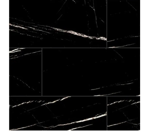 480 sq. ft. - (30) Cases of MSI Tavish Nero Polished Black Porcelain Tile White Veining Rectangle Tile 24 in. x 48 in., Floor and Wall (16 sq. ft./Case) - Lot 16JF