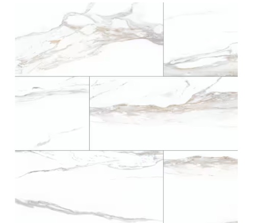 432 sq. ft. - (27) Cases of MSI Milos White 24 in. x 48 in. Polished Porcelain Marble Look Floor and Wall Tile (16 sq. ft. /Case) - Lot 19JF