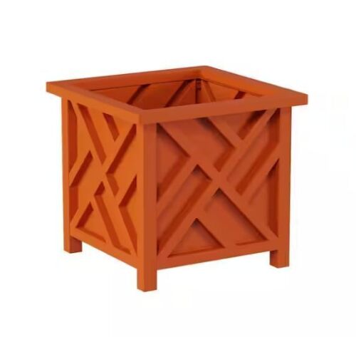 Pure Garden Terracotta Plastic Square Box Planter with Lattice Pattern - Lot 538JF