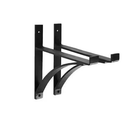 ACHLA DESIGNS 12.5 in. Tall Black Powder Coat Rookwood Brackets for Shelf Mantle Flower Box (Set of 2) - Lot 734JF