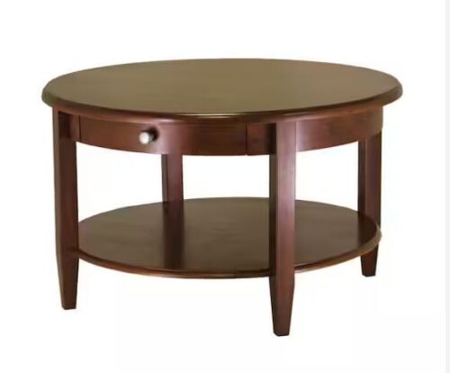WINSOME WOOD Concord 30 in. Walnut Medium Round Wood Coffee Table with Drawers - Lot 112JF